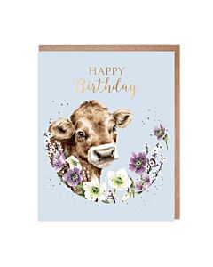Wrendale Designs 'Blooming Birthday' Cow Birthday Card